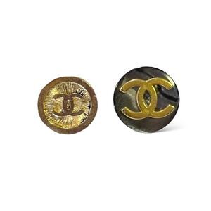 CHANEL Vintage CC Interlocking Logo Buttons (Two)